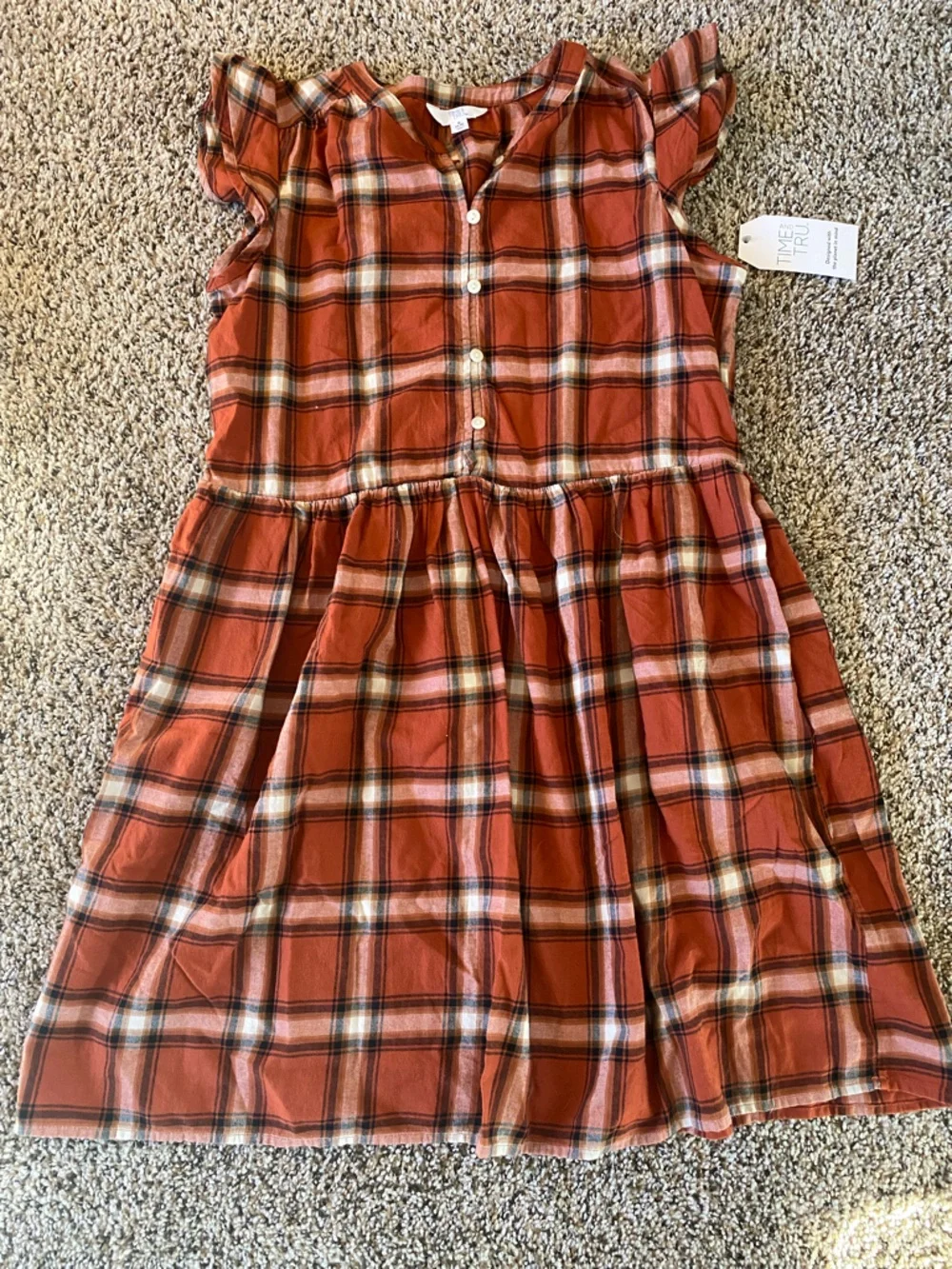 NWT Rust Plaid Button-Front Dress - Picture 3 of 6